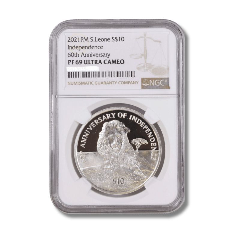 2021 Sierra Leone 60 Years Independence Lion Silver Coin NGC PF 69 UCAM