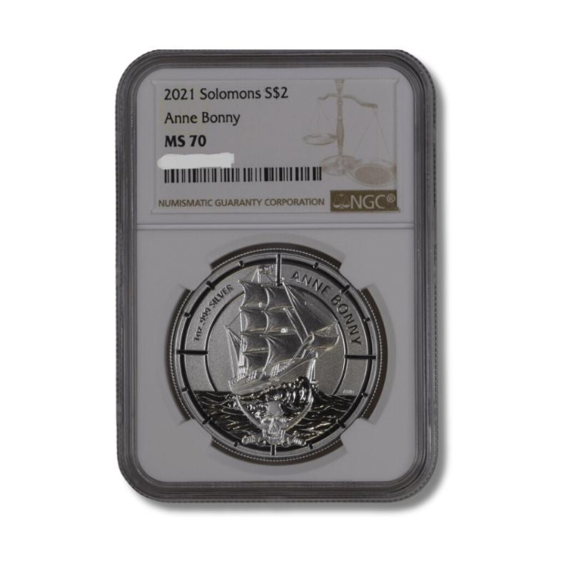 2021 Solomon Islands Pirate Queens Anne Bonny 1oz Silver Coin NGC MS 70