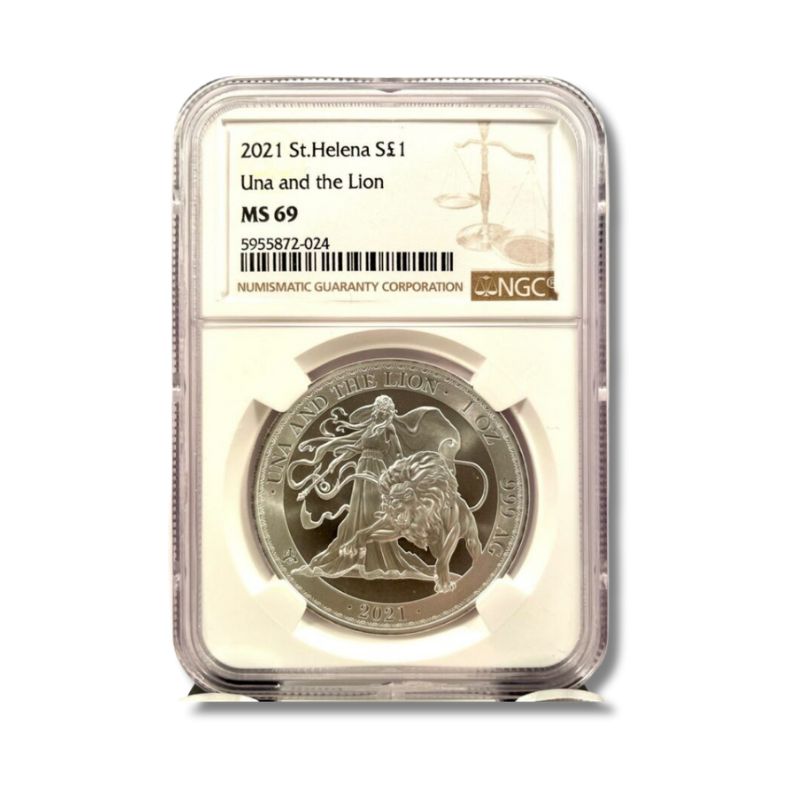2021 St. Helena Una & The Lion 1 oz Silver Coin NGC MS 69