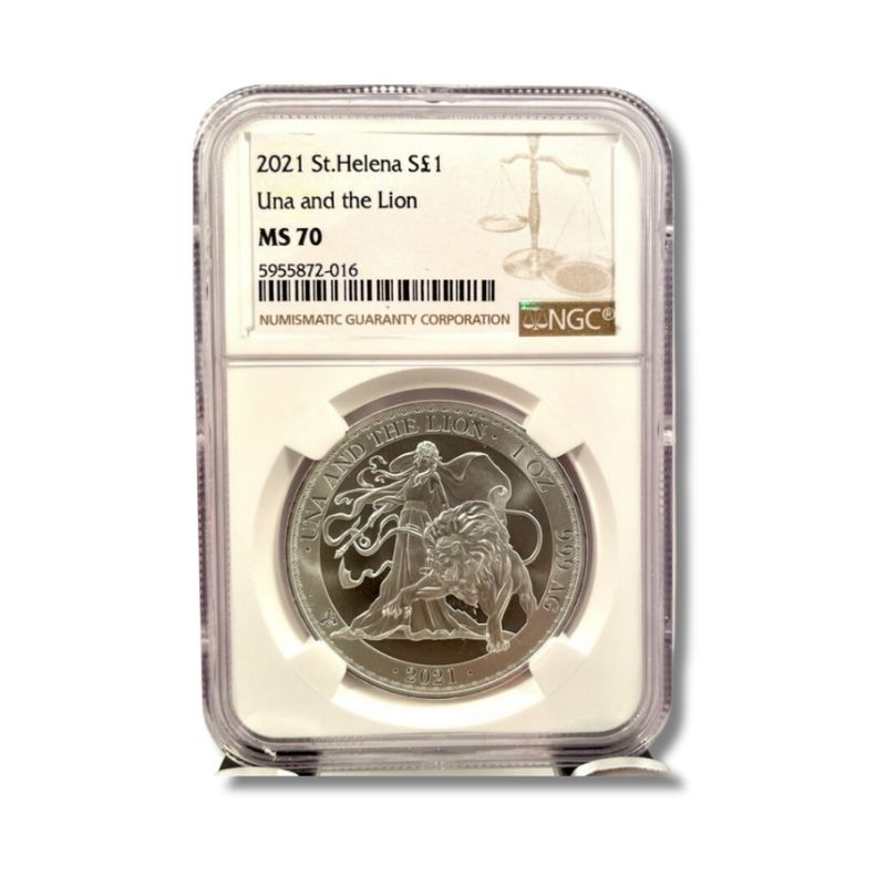 2021 St. Helena Una & The Lion 1 oz Silver Coin NGC MS 70