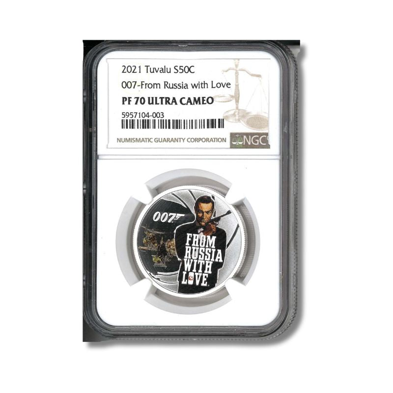 2021 Tuvalu James Bond 007 From Russia With Love 1/2oz Silver Coin NGC PF 70