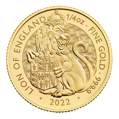 2022 1/4oz Great Britain The Royal Tudor Beasts Series - The Lion of England 9999 Gold BU Coin Captain’s Chest Bullion