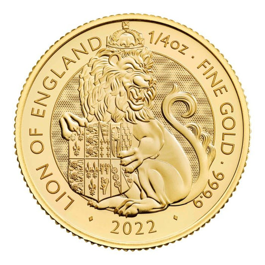 2022 1/4oz Great Britain The Royal Tudor Beasts Series - The Lion of England 9999 Gold BU Coin Captain’s Chest Bullion