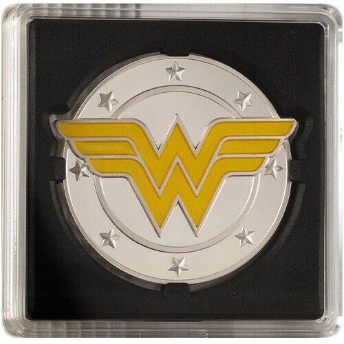 2022 1 oz Proof Colorized Niue Silver Wonder Woman Logo Coin (Box + CoA) Captain’s Chest Bullion