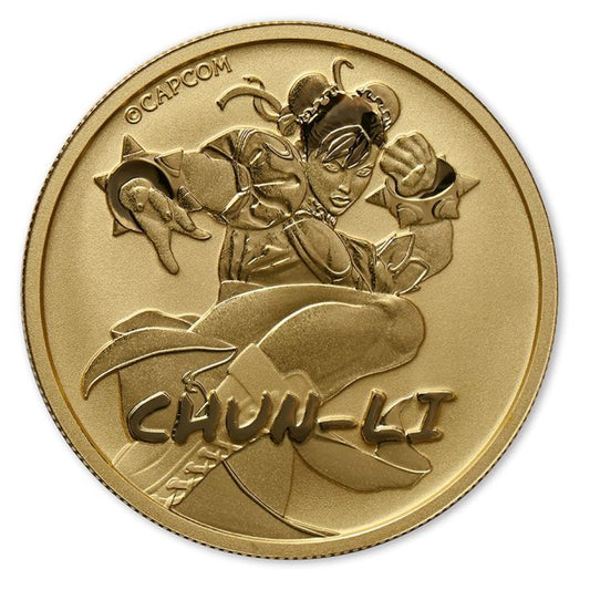 2022 1 oz Tuvalu Street Fighter - Chun-Li 9999 Gold BU Coin Captain’s Chest Bullion