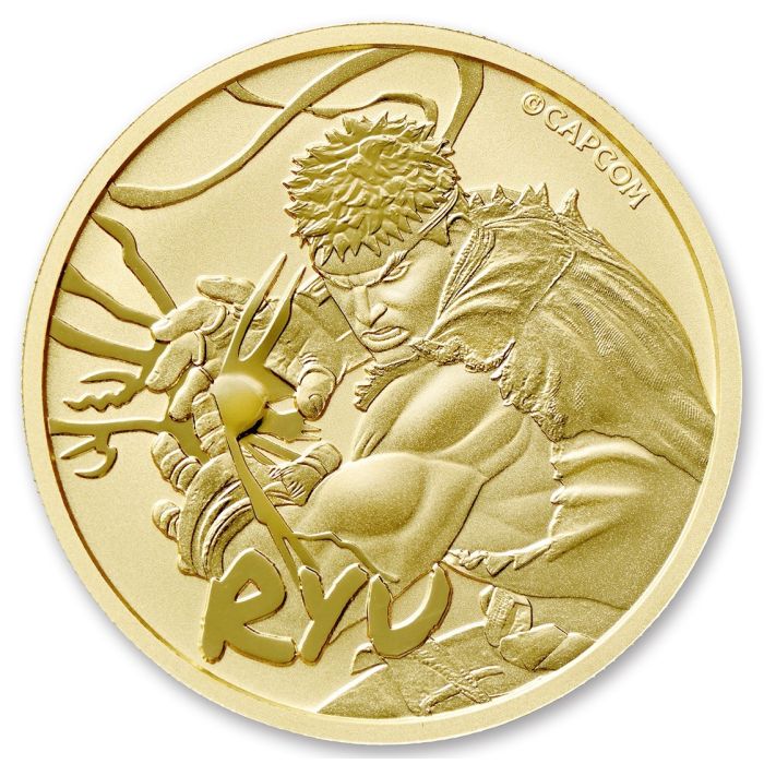 2022 1 oz Tuvalu Street Fighter - Ryu 9999 Gold BU Coin (Certificate #2) Captain’s Chest Bullion