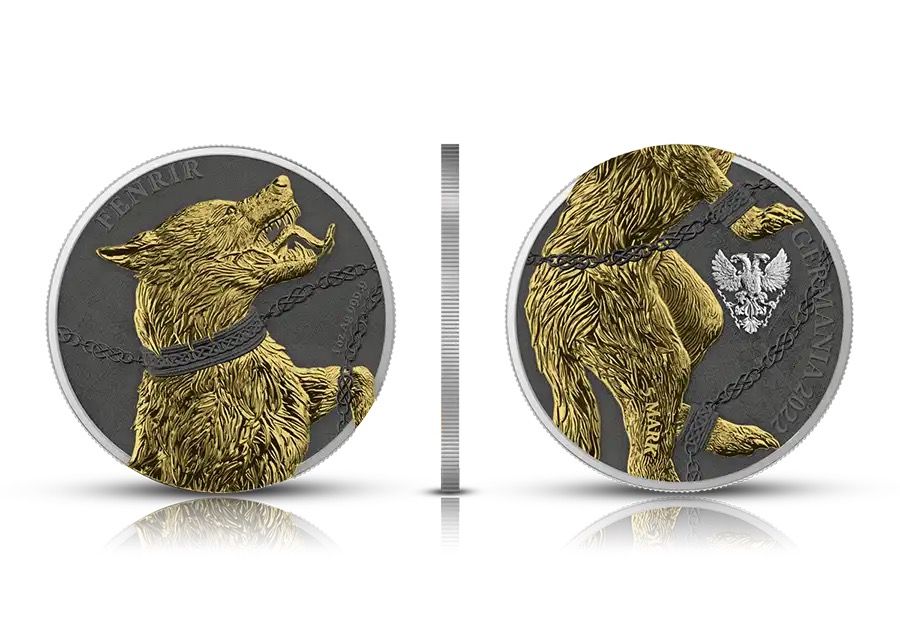 2022 1oz Germania Beasts: Fenrir Geminus .9999 Silver Round Two Piece Set Captain’s Chest Bullion