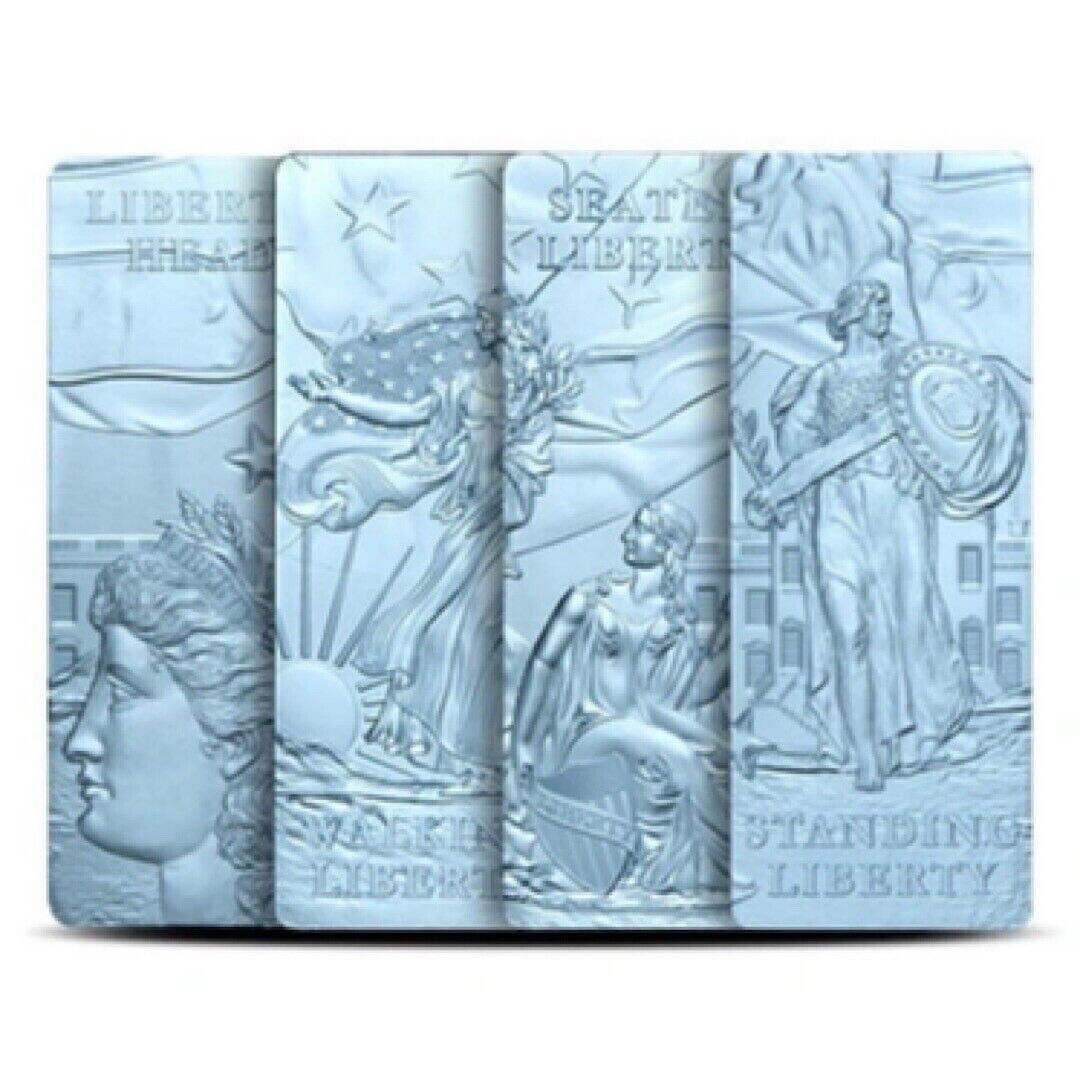 2022 Barbados The Lady Liberty 4oz Silver Coin Ice Blue 4- 1 oz Coin Set Captain’s Chest Bullion