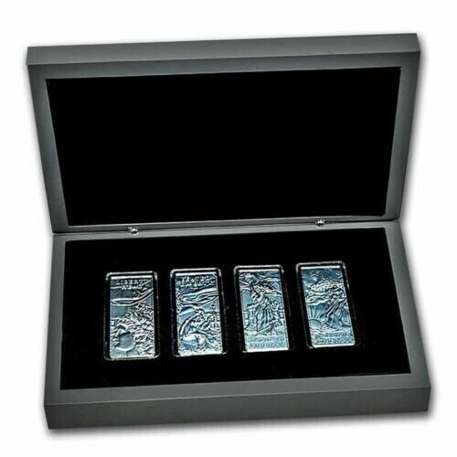 2022 Barbados The Lady Liberty 4oz Silver Coin Ice Blue 4- 1 oz Coin Set Captain’s Chest Bullion