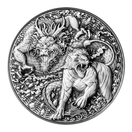 2022 Tokelau Chinese Dragon & Tiger 2 oz Silver Coin