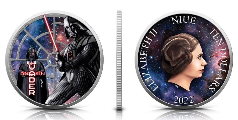 2022 Darth Vader Colorized & Glow Effect Niue 1ozt .999 Silver Coin Captain’s Chest Bullion