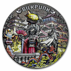 2022 Niue 2oz 999 Silver Antique Silver The Punk Universe: Silkpunk