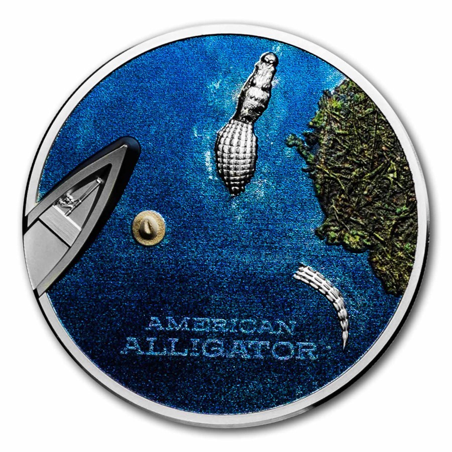 2022 Palau American Alligator 1 oz Silver 5 Dollar Coin Captain’s Chest Bullion