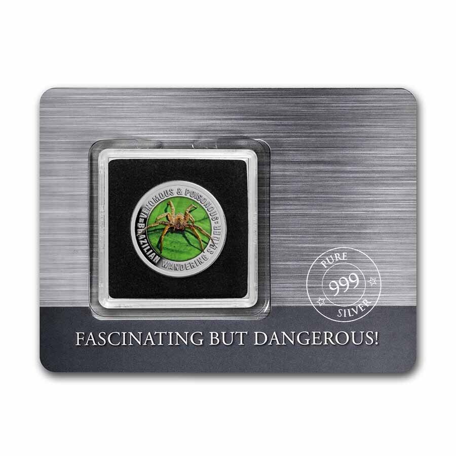 2022 Samoa Venomous & Poisonous Brazilian Wandering Spider .5oz Silver Colorized Coin Captain’s Chest Bullion