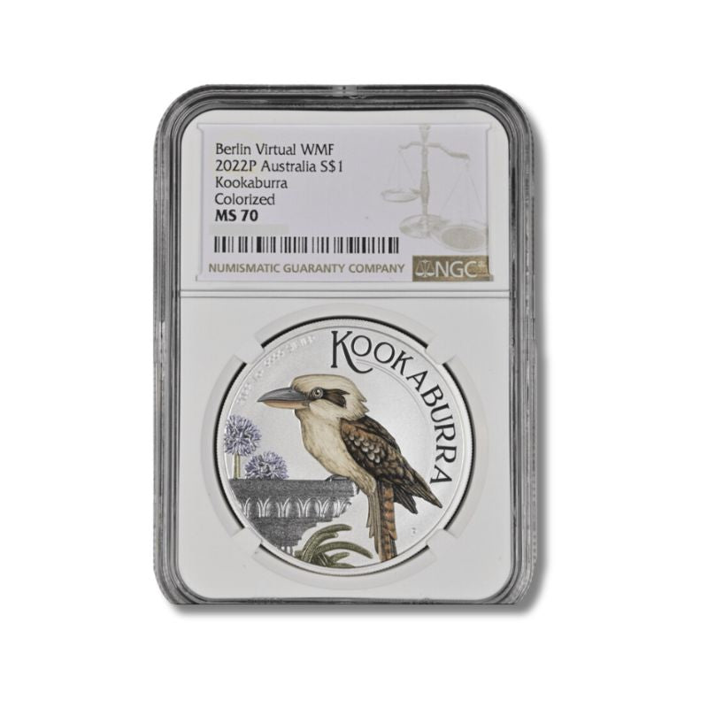 2022 Australia Berlin Show Kookaburra 1oz Silver Colorized Coin NGC MS 70