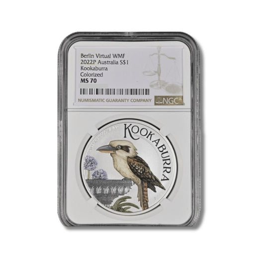 2022 Australia Berlin Show Kookaburra 1oz Silver Colorized Coin NGC MS 70