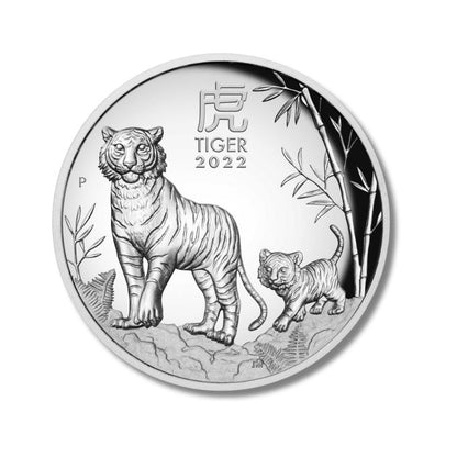 2022 Australian Lunar Series III Year of the Tiger 1oz Silver High Relief Proof Coin