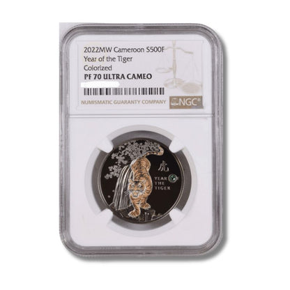 2022 Cameroon Year of the Tiger 14.14g Silver Colored Proof Coin NGC PF 70 UCAM