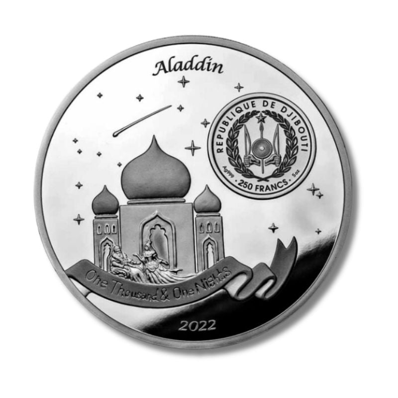 2022 Djibouti 1001 Nights Aladdin 5oz Silver Proof-Like Coin