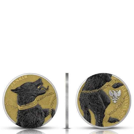 2022 Germania Beasts Fenrir Geminus Two Piece Set, showing two 1 oz .9999 silver rounds with detailed designs of Fenrir and unique packaging.