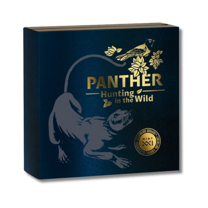 2022 Ghana Hunting in the Wild Panther 50g Silver Antique Finish Coin