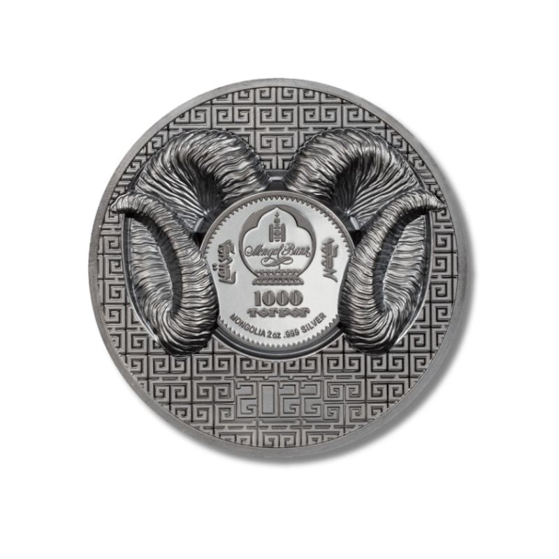 2022 Mongolia Magnificent Argali 2oz Silver Black Proof Coin