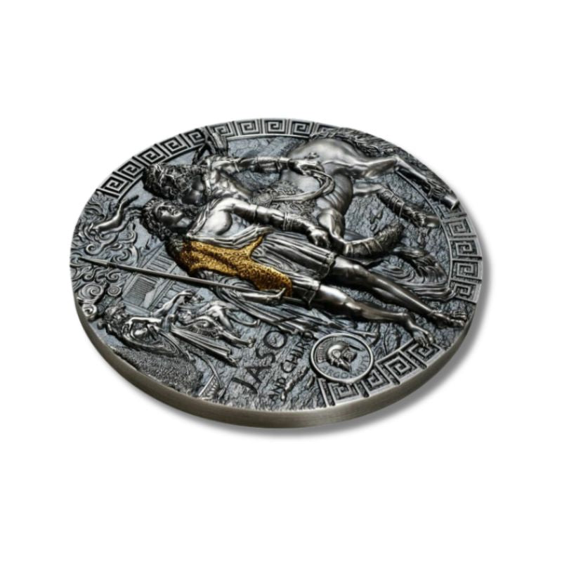 2022 Niue Argonauts Jason and Chiron 2oz Silver Antiqued Coin