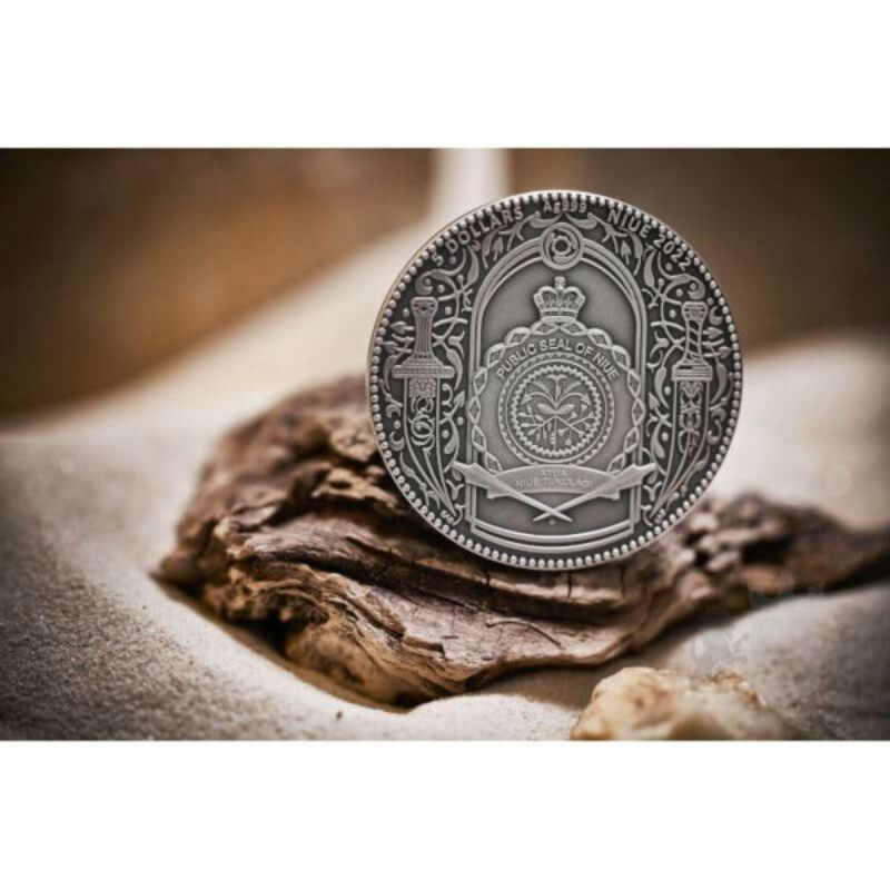 2022 Niue Assassins Sicarii 2oz Silver High Relief Antiqued Coin