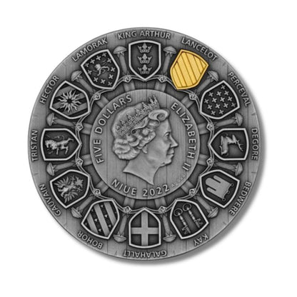 2022 Niue Camelot Sir Lancelot 2oz Silver Antiqued High Relief Coin