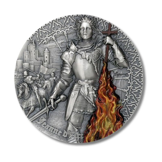 2022 Niue Jeanne D’Arc Heroines 2oz Silver Antiqued Coin