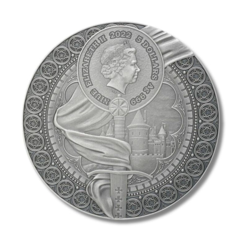 2022 Niue Jeanne D’Arc Heroines 2oz Silver Antiqued Coin