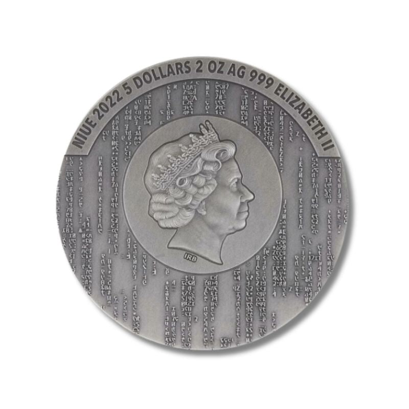 2022 Niue Matrix 2oz Silver High Relief Antiqued UV Printed Coin