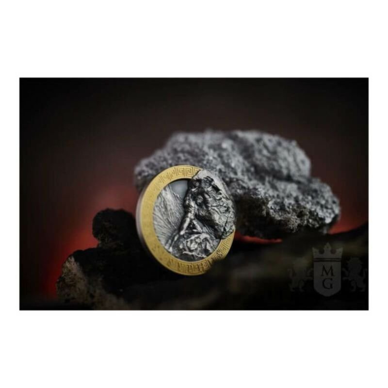 2022 Niue Mythology Sisyphus 2oz Silver Antiqued High Relief Coin