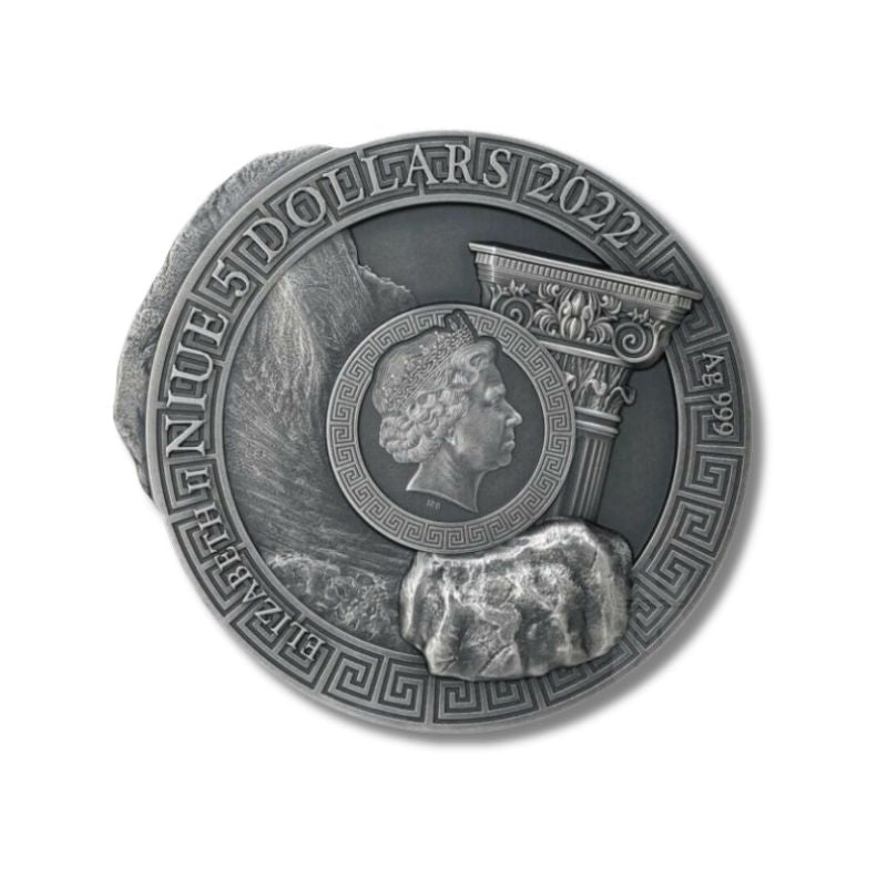 2022 Niue Mythology Sisyphus 2oz Silver Antiqued High Relief Coin