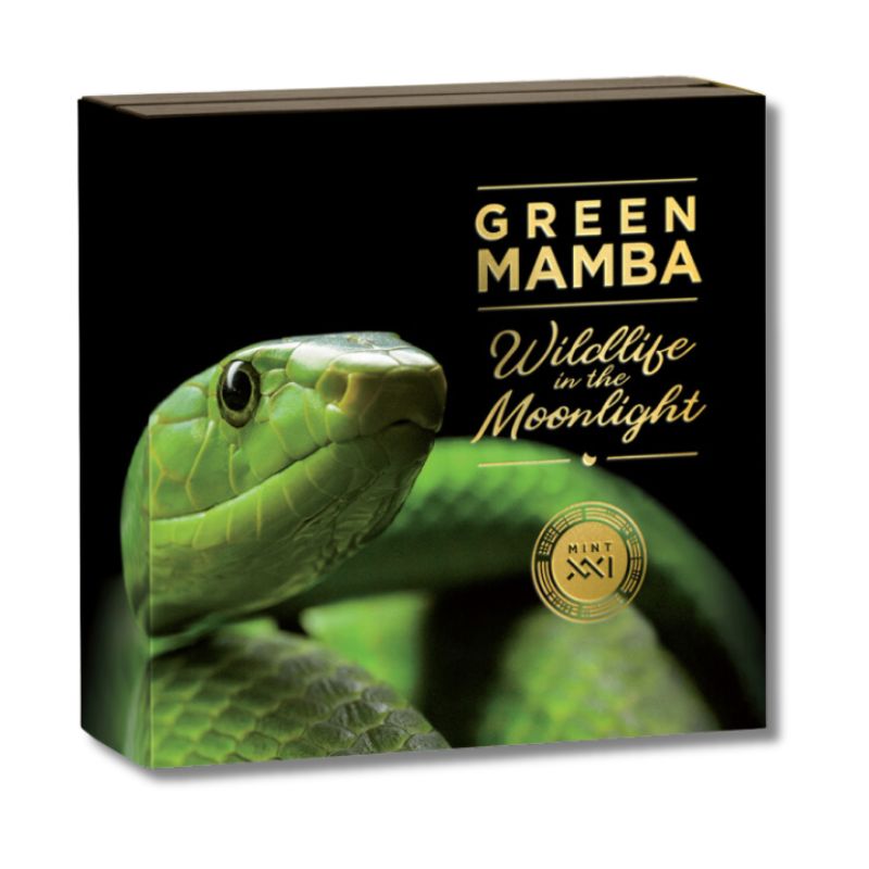 2022 Niue Nature Wildlife in the Moonlight Green Mamba 2oz Silver Antiqued Coin