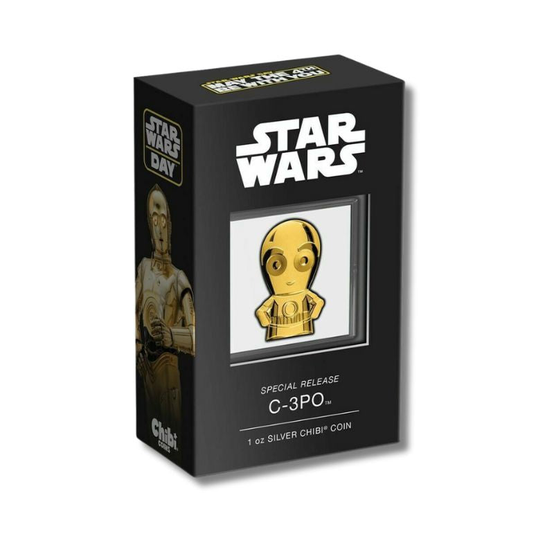 2022 Niue Star Wars C-3PO Chibi Coin - 1 oz Gold Gilded Silver Proof in Special Case.