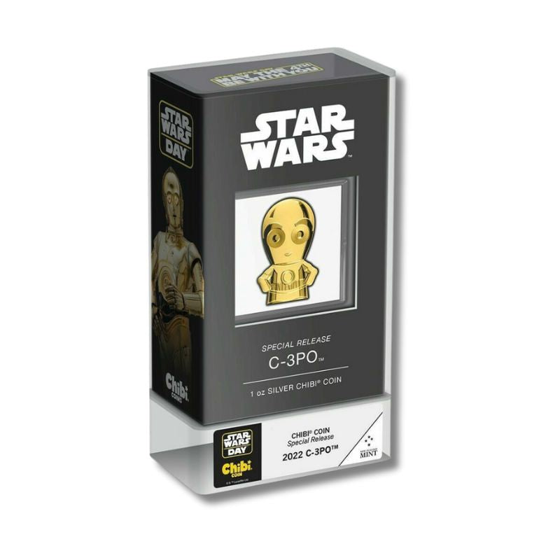 2022 Niue Star Wars C-3PO Chibi Coin - 1 oz Gold Gilded Silver Proof in Special Case.