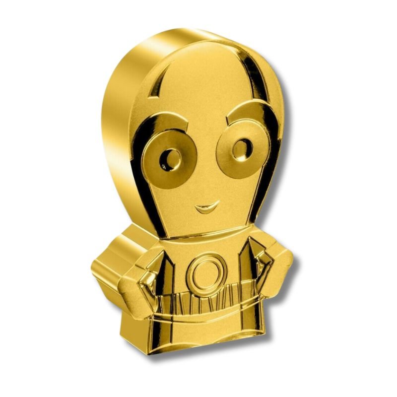 2022 Niue Star Wars C-3PO Chibi Coin - 1 oz Gold Gilded Silver Proof in Special Case.