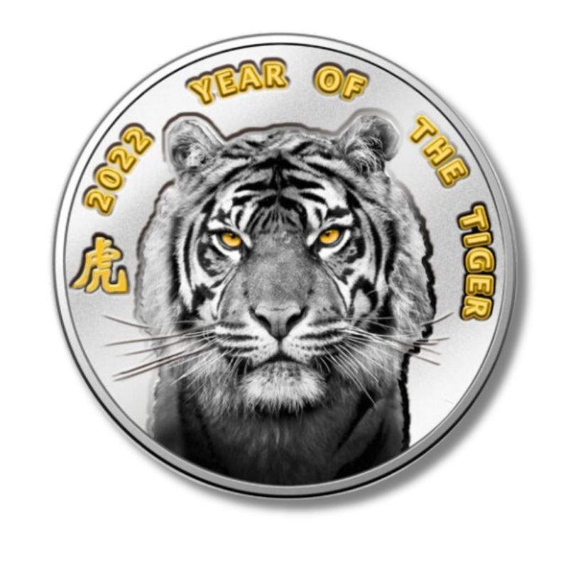 2022 Niue Year of the Tiger 10 Gram Silver Colorized Proof Coin – PF 69