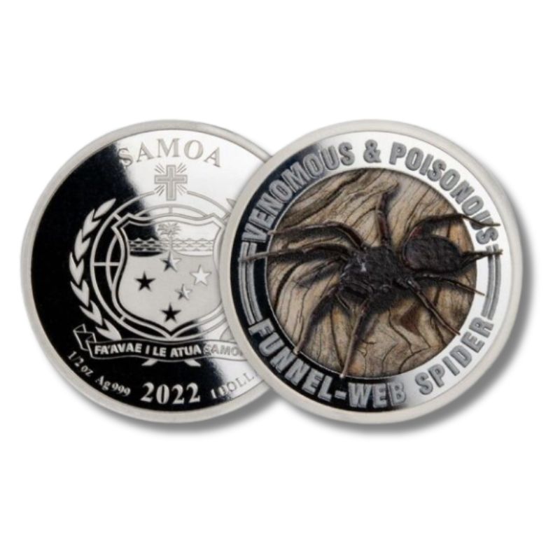 2022 Samoa Venomous & Poisonous Funnel-Web Spider .5oz Silver Colorized Coin NGC PF 69 UCAM