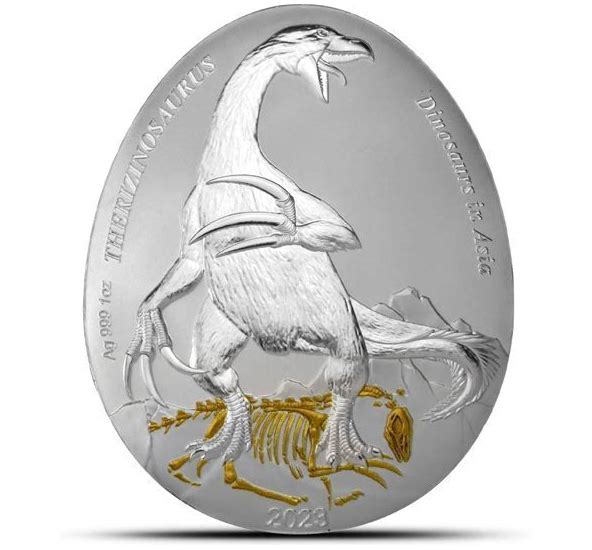 2023 1 oz Proof Samoa Silver Dinosaurs in Asia Therizinosaurus Coin (Box + CoA) Captain’s Chest Bullion