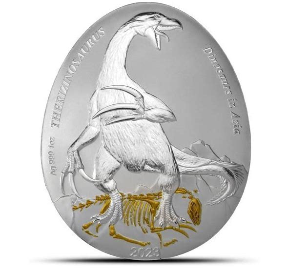 2023 1 oz Proof Samoa Silver Dinosaurs in Asia Therizinosaurus Coin (Box + CoA) Captain’s Chest Bullion