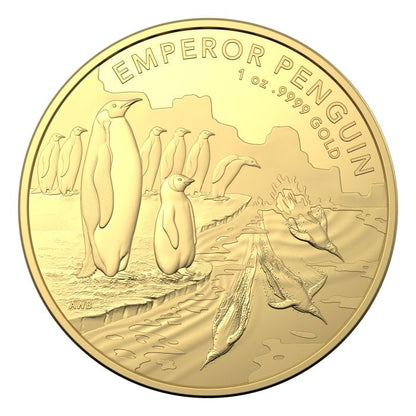 2023 1oz Australian Antarctic Territory - Emperor Penguin .9999 Gold BU Coin Captain’s Chest Bullion