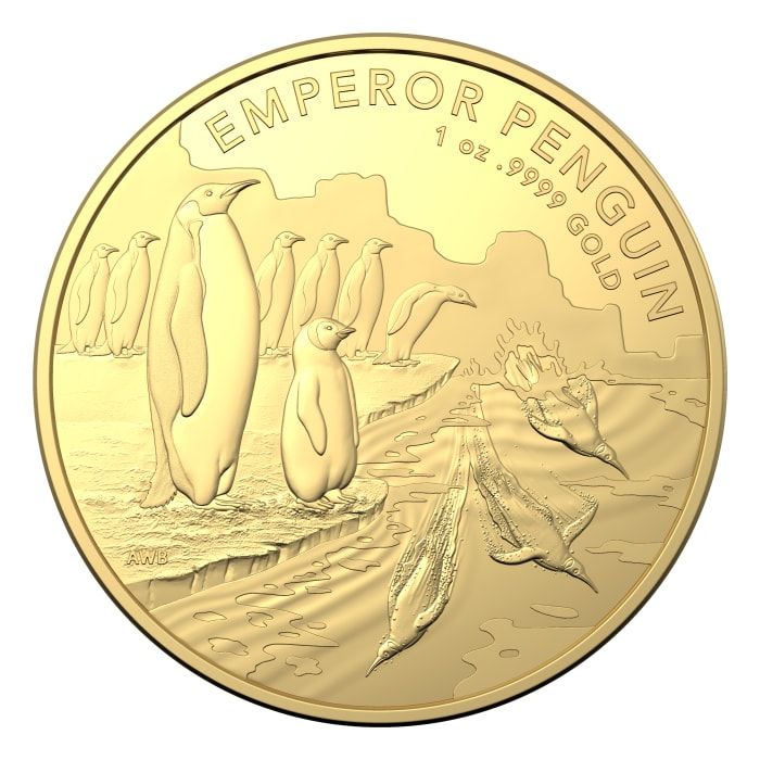 2023 1oz Australian Antarctic Territory - Emperor Penguin .9999 Gold BU Coin Captain’s Chest Bullion