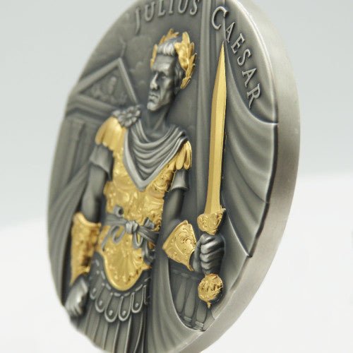 2023 5USD Niue Julius Caesar 2 oz High Relief Silver Antiqued and Gold Gilded NGCX MS10 Legendary Warriors Label Captain’s Chest Bullion