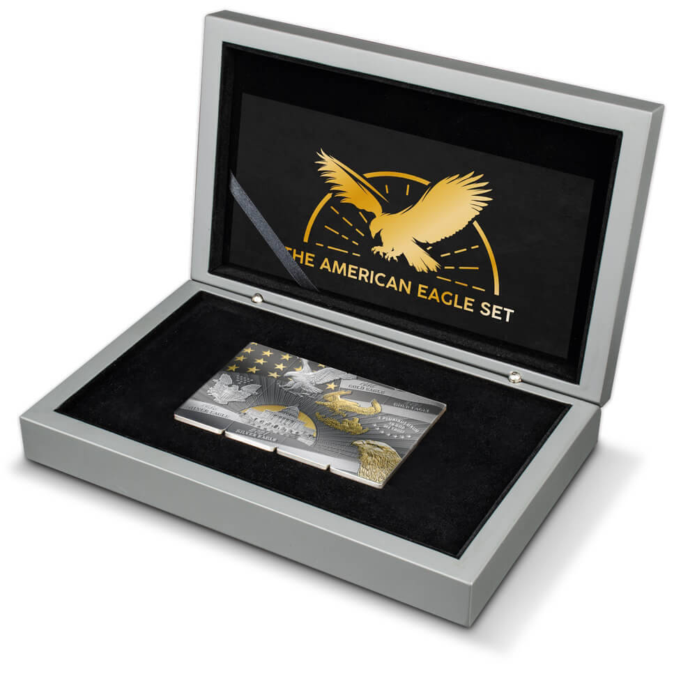 2023 Barbados American Eagle 4 BY 1 oz ingot Silver Bar Coin Set - 500 Mintage Captain’s Chest Bullion