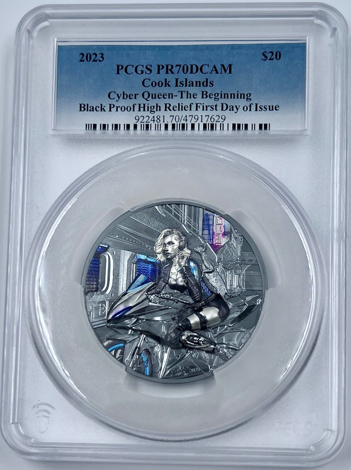 2023 Cyber Queen The Beginning 3oz HR Black Proof Silver Coin FDOI PCGS PR70DCAM Captain’s Chest Bullion