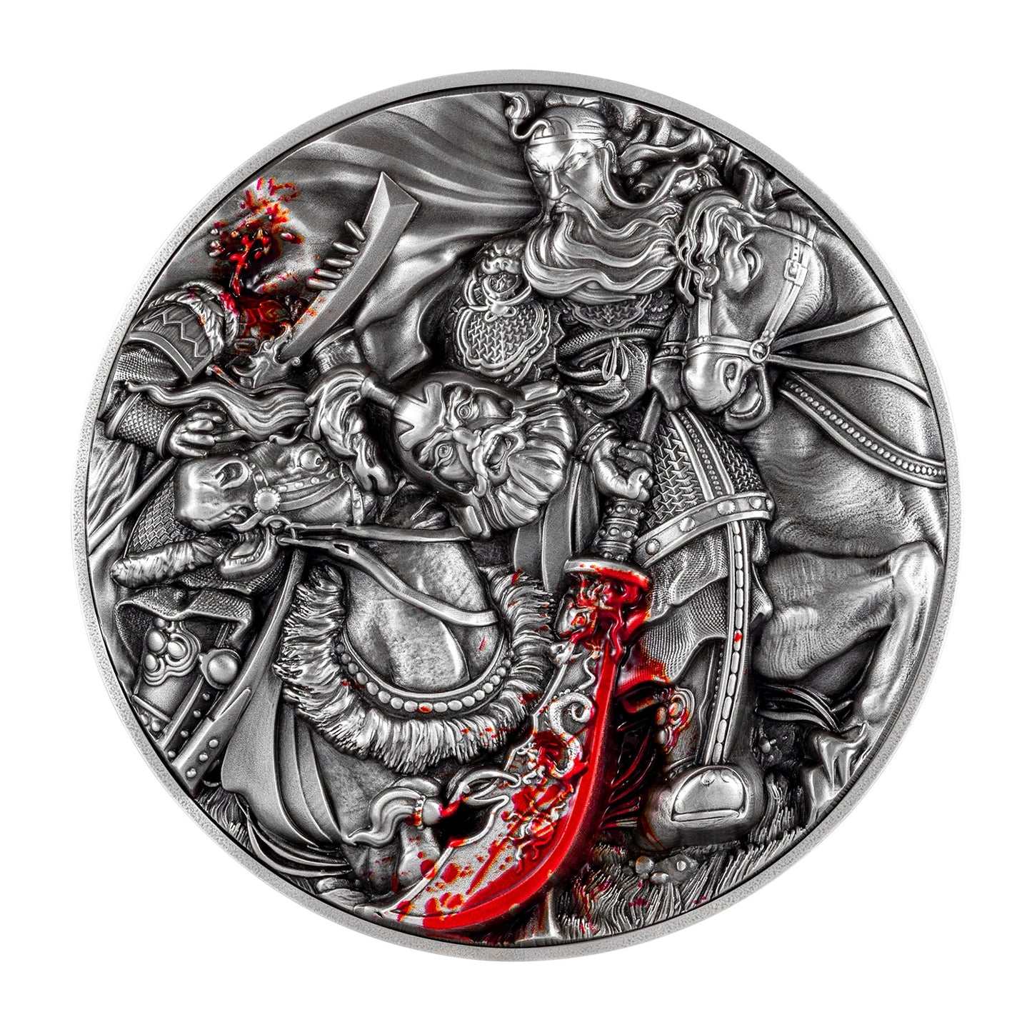 2024 Tchad Guan Yu Slays Hua Xiong 2 oz .999 Silver Coin