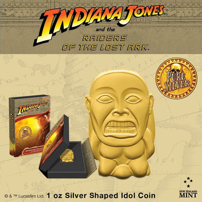 2023 Niue Indiana Jones Raiders of the Lost Ark Idol 1oz Silver Shaped Idol Coin Captain’s Chest Bullion