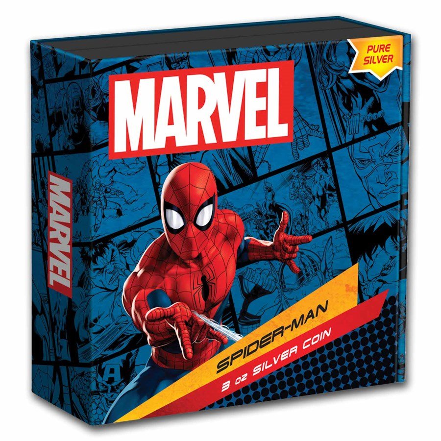 2023 Niue Marvel Classic Superheroes Spider-Man 3oz Silver Proof Coin Mint 1000 Captain’s Chest Bullion